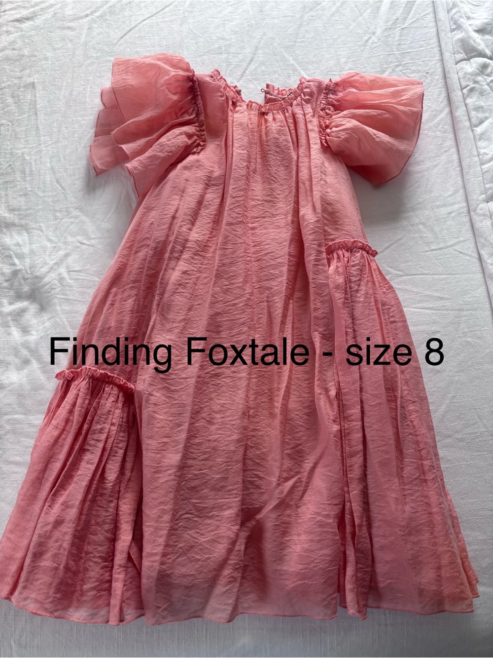 Girls' Pink Puff-Sleeve Casual Dress